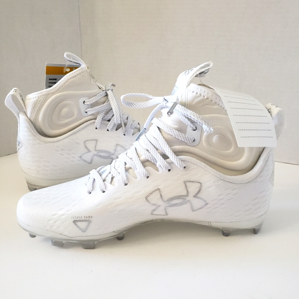 Under Armour Spotlight Lux MC 2.0 Men's Football Cleats size 9 White w/ Silver